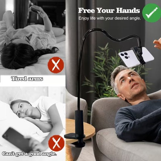 Telefoonhouder met Flexibele Lange Arm – 360° Draaibaar