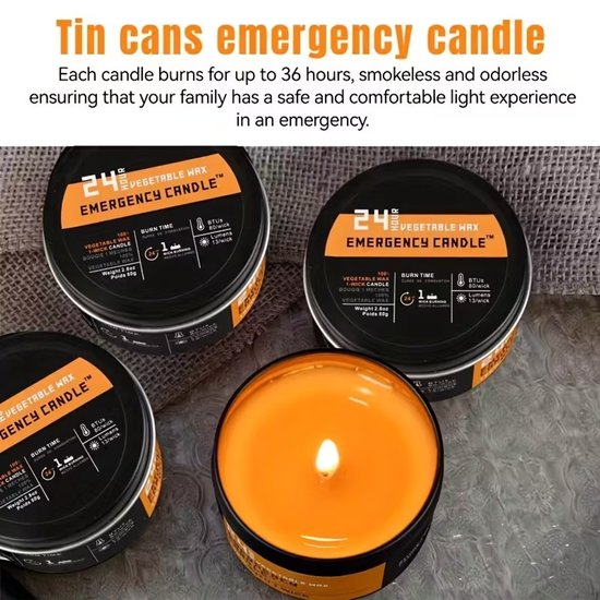 Noodkaarsen Set, 6 Stuks, Voor Binnen & Buiten, 144 Uur Brandtijd